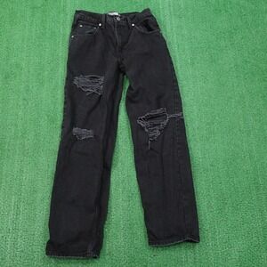 LEVIS SILVERTAB '94 BAGGY BLACK DISTRESSED DENIM JEANS WOMENS 25X31